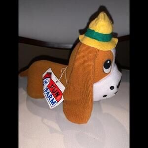 Rare Vintage Plush‎ Fun Farm Orange Byron Basset Dog Yellow hat 7” 1979 W Tag